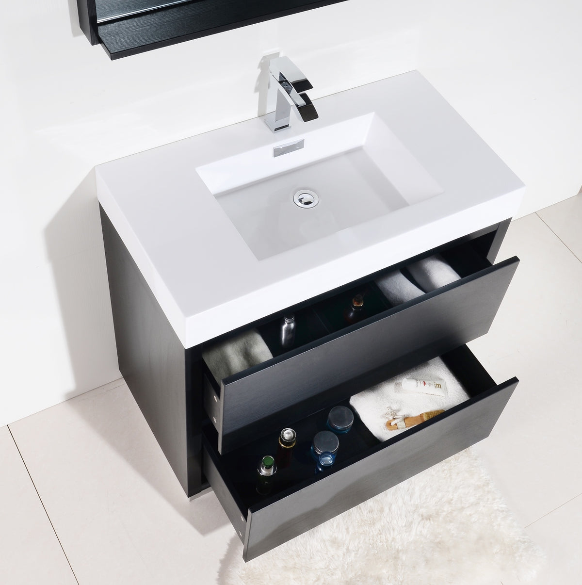 Bliss 40" Floor-Mount Modern Bathroom Vanity - Wood Black