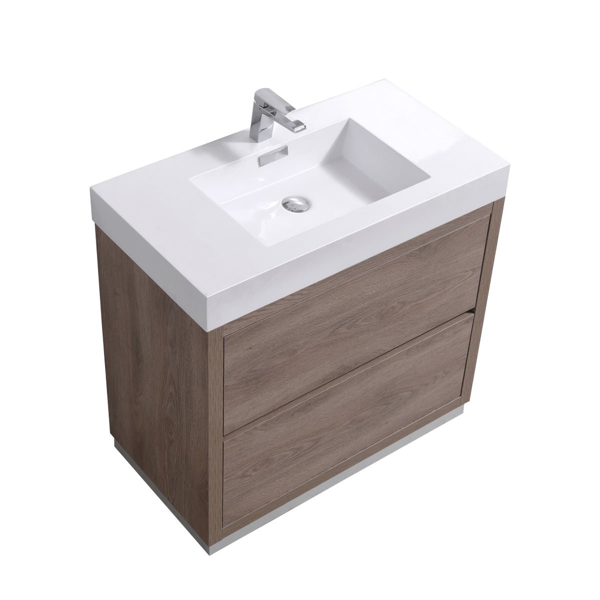 Bliss 40" Floor-Mount Modern Bathroom Vanity - Butternut