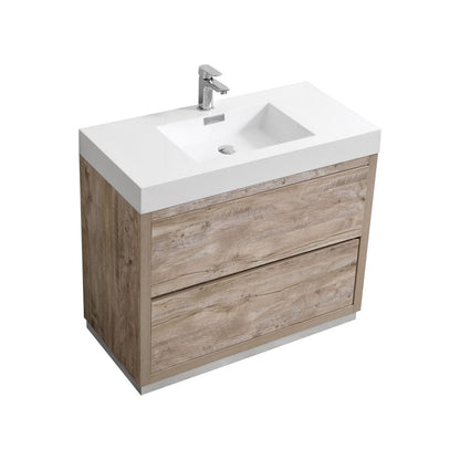 Bliss 40" Floor Mount Modern Bathroom Vanity - Nature Wood