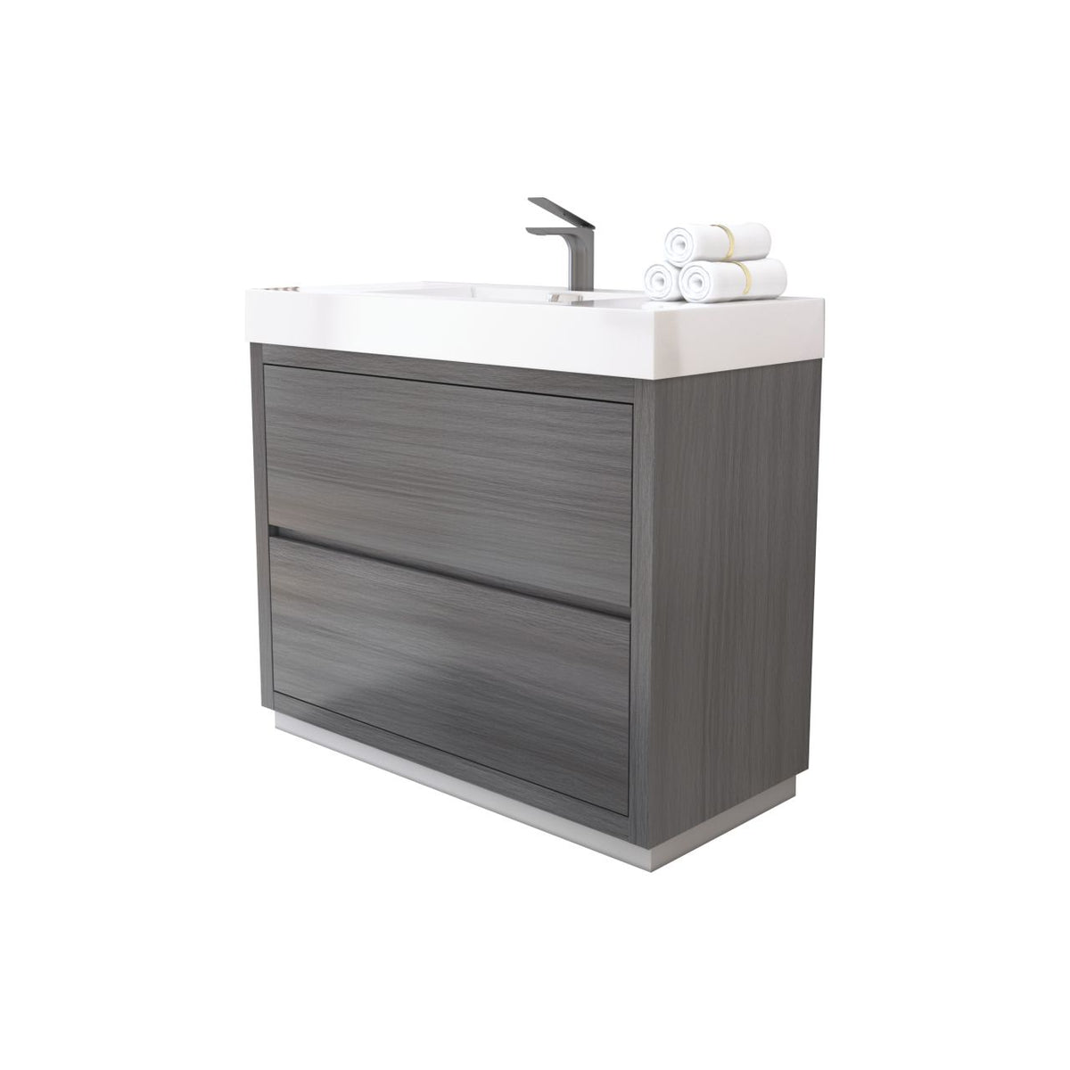 Bliss 40" Floor-Mount Modern Bathroom Vanity - Vulcan Ash Grey