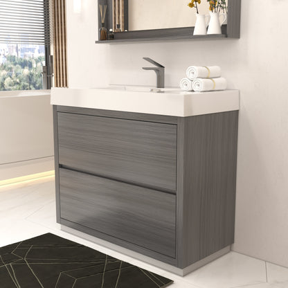 Bliss 40" Floor-Mount Modern Bathroom Vanity - Vulcan Ash Grey