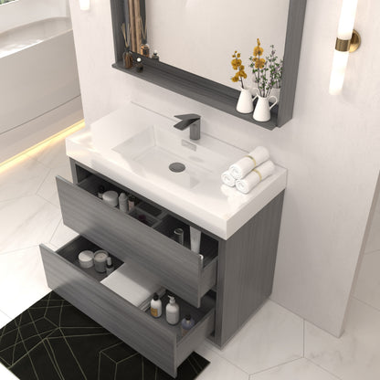Bliss 40" Floor-Mount Modern Bathroom Vanity - Vulcan Ash Grey