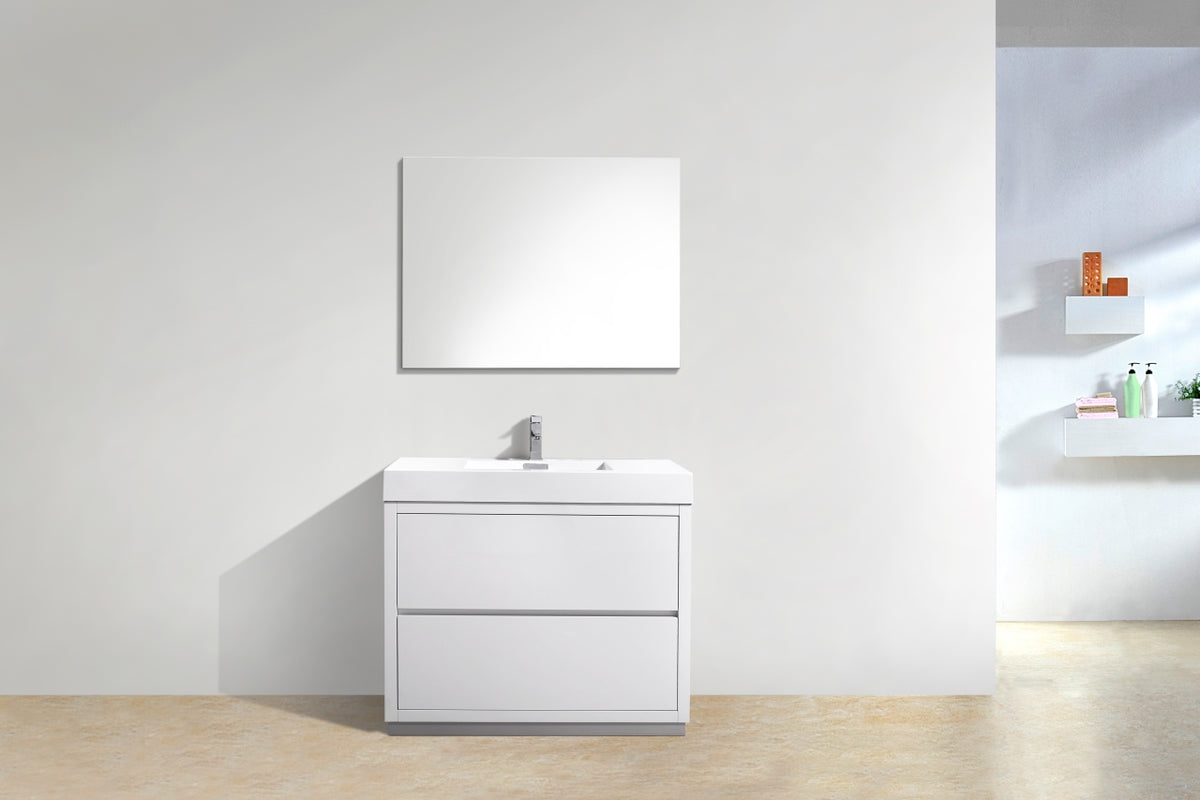 Bliss 40" High Gloss White Floor Mount Modern Bathroom Vanity