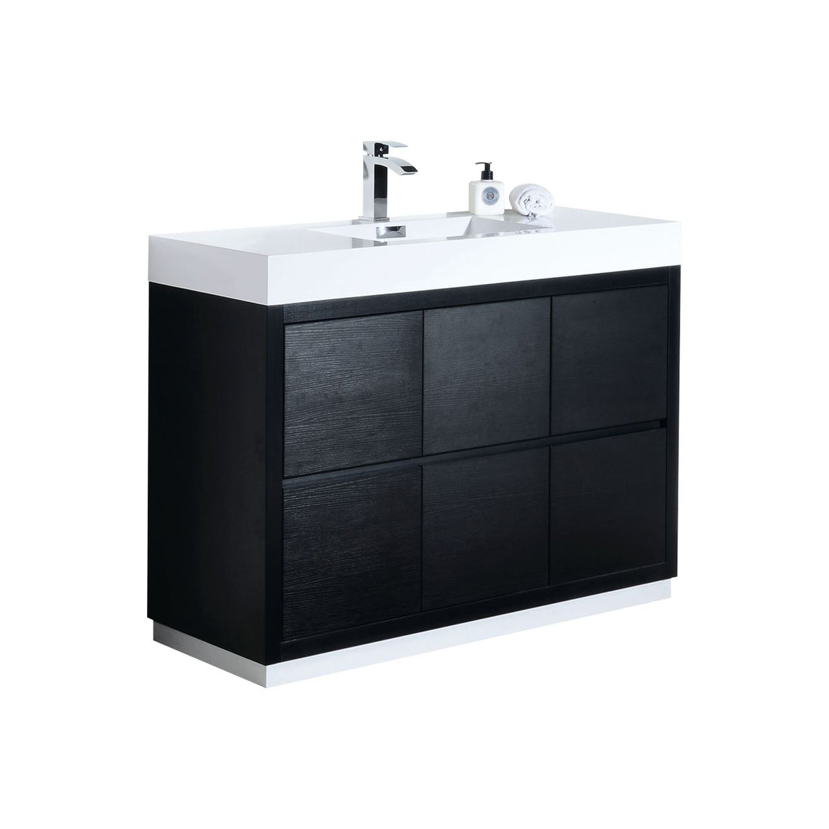 Bliss 48" Single Sink Floor Mount Modern Bathroom Vanity - Wood Black