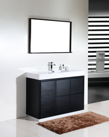 Bliss 48" Single Sink Floor Mount Modern Bathroom Vanity - Wood Black