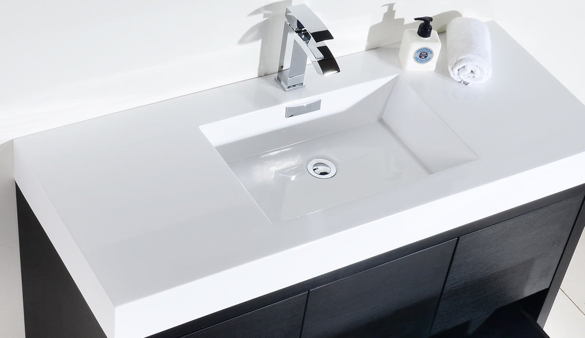 Bliss 48" Single Sink Floor Mount Modern Bathroom Vanity - Wood Black