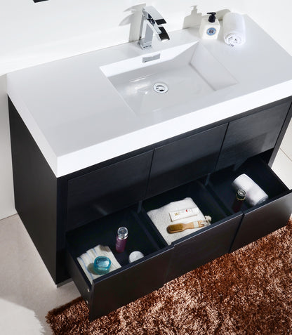 Bliss 48" Single Sink Floor Mount Modern Bathroom Vanity - Wood Black