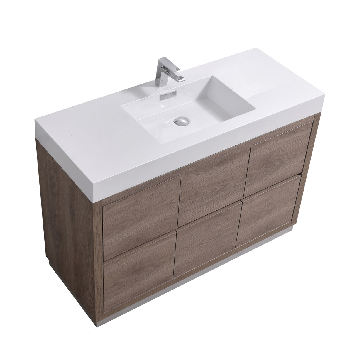 Bliss 48" Modern Single Sink Floor Mount Bathroom Vanity – Butternut