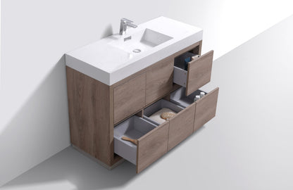 Bliss 48" Modern Single Sink Floor Mount Bathroom Vanity – Butternut