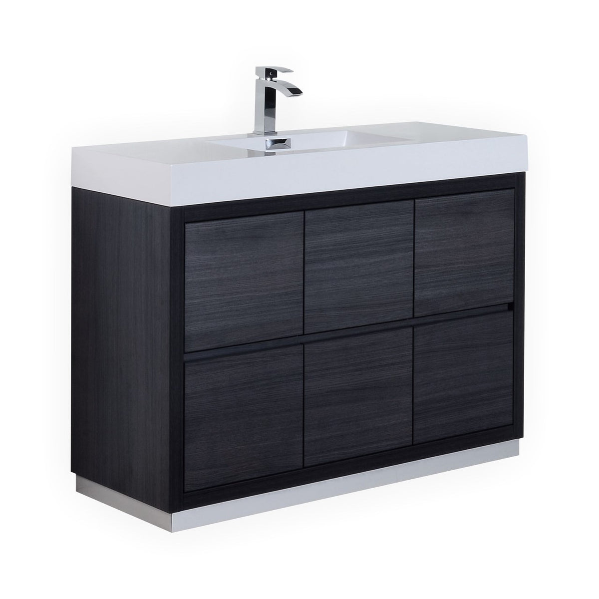 Bliss 48" Single Sink Floor Mount Modern Bathroom Vanity - Grey Oak