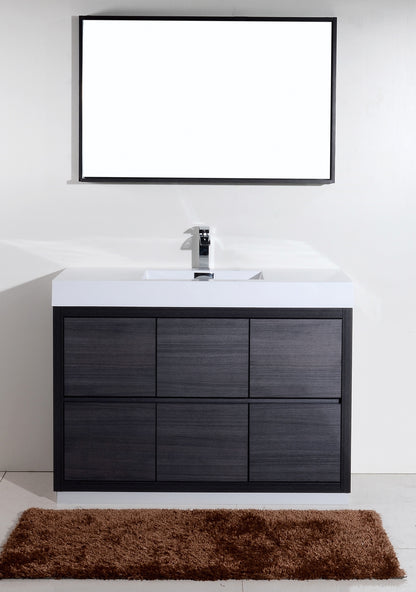 Bliss 48" Single Sink Floor Mount Modern Bathroom Vanity - Grey Oak