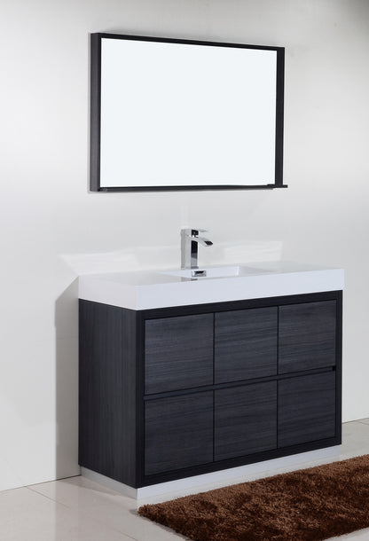 Bliss 48" Single Sink Floor Mount Modern Bathroom Vanity - Grey Oak