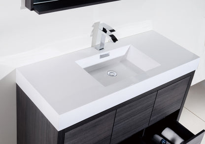 Bliss 48" Single Sink Floor Mount Modern Bathroom Vanity - Grey Oak