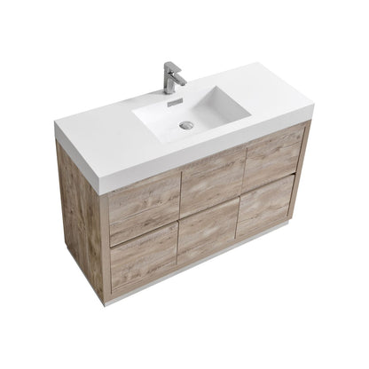 Bliss 48" Modern Single Sink Floor Mount Bathroom Vanity – Nature Wood