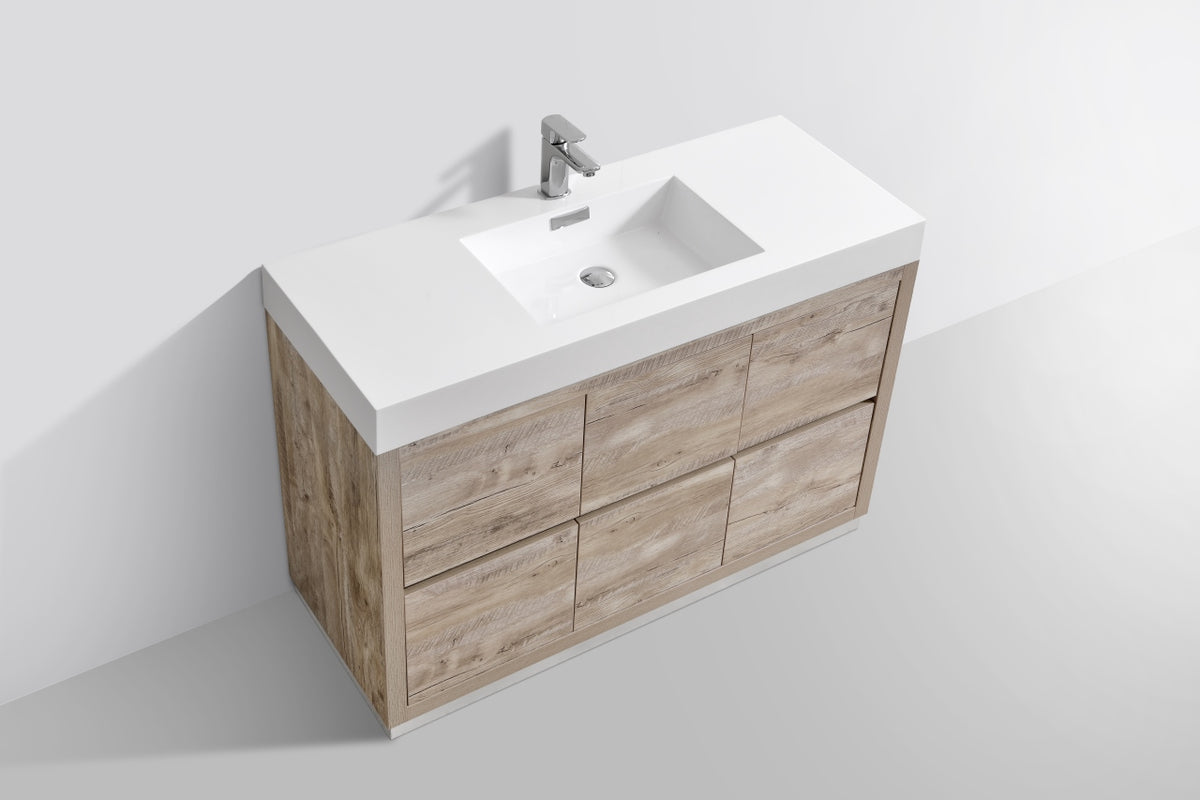 Bliss 48" Modern Single Sink Floor Mount Bathroom Vanity – Nature Wood