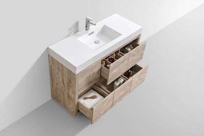 Bliss 48" Modern Single Sink Floor Mount Bathroom Vanity – Nature Wood