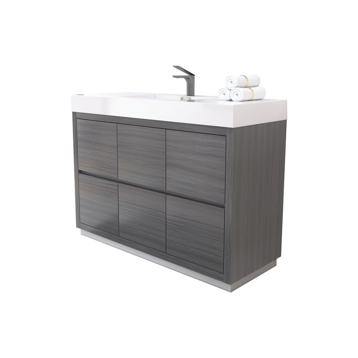 Bliss 48" Vulcan Ash Grey Floor Mount Modern Bathroom Vanity