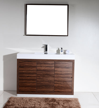 Bliss 48" Walnut Floor Mount Modern Bathroom Vanity