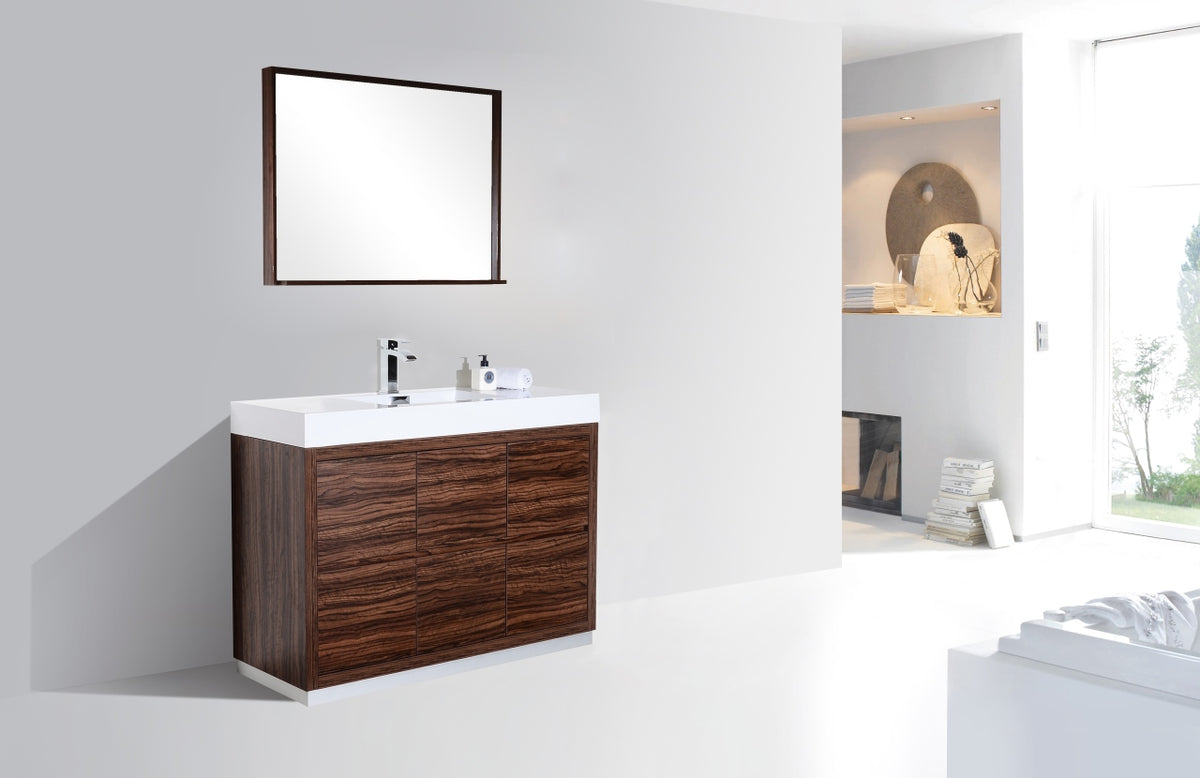 Bliss 48" Walnut Floor Mount Modern Bathroom Vanity