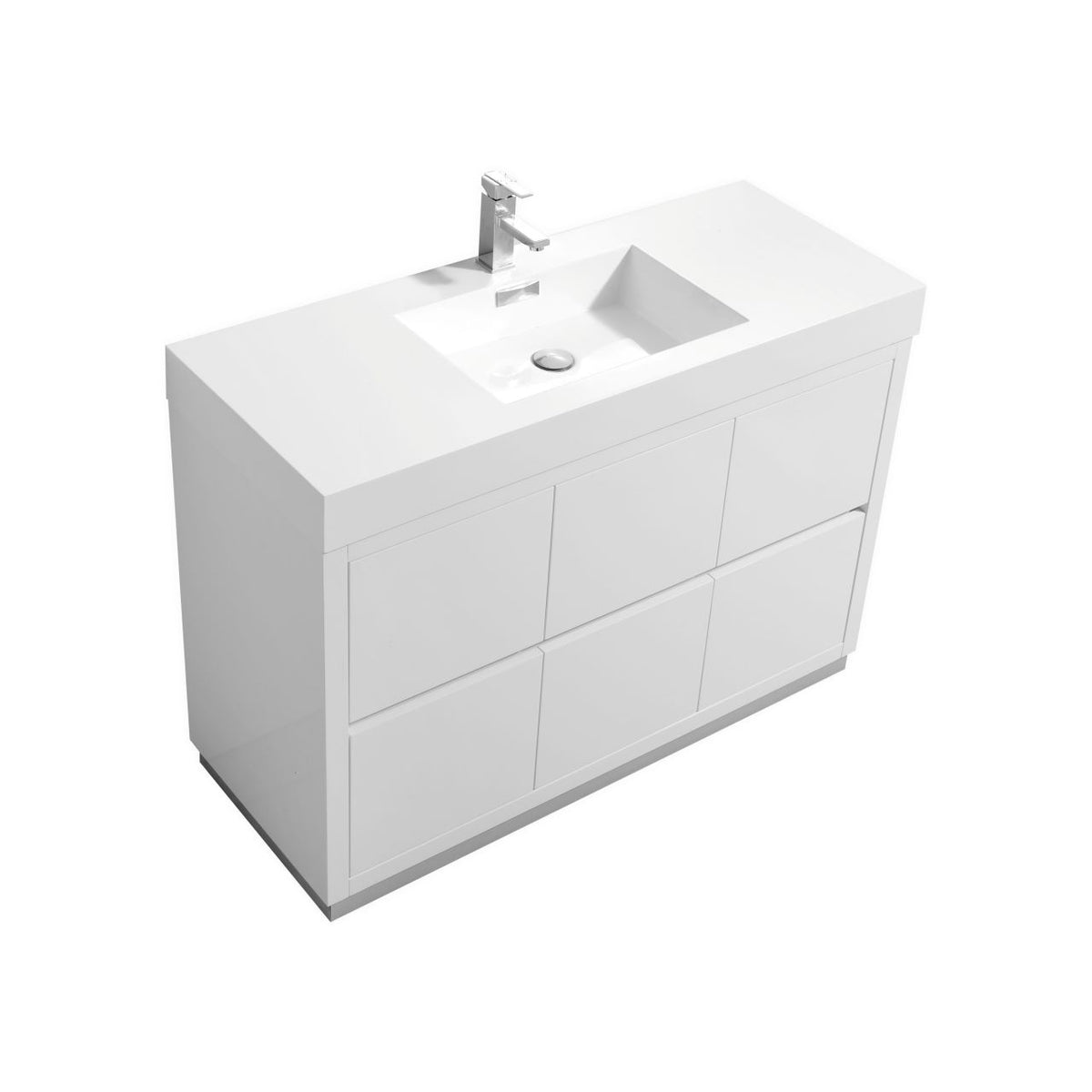 Bliss 48" Single Sink Floor Mount Modern Bathroom Vanity – High Gloss White