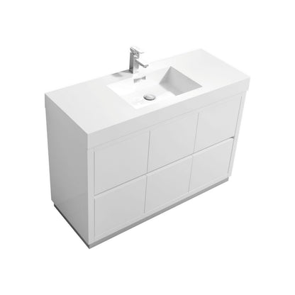 Bliss 48" Single Sink Floor Mount Modern Bathroom Vanity – High Gloss White
