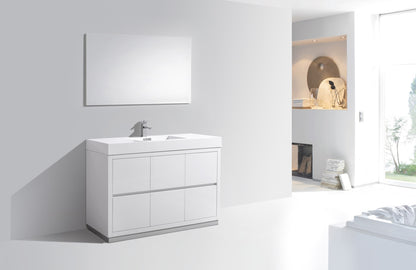 Bliss 48" Single Sink Floor Mount Modern Bathroom Vanity – High Gloss White
