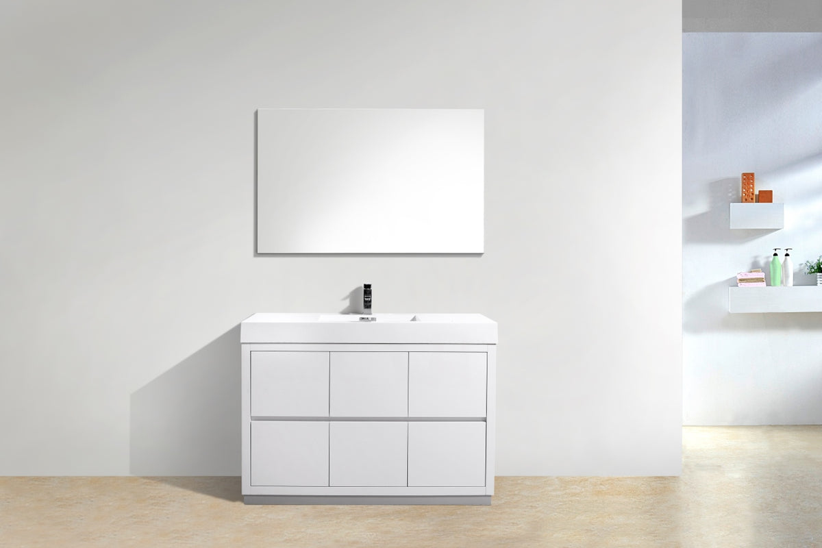 Bliss 48" Single Sink Floor Mount Modern Bathroom Vanity – High Gloss White