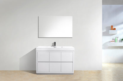 Bliss 48" Single Sink Floor Mount Modern Bathroom Vanity – High Gloss White