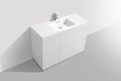 Bliss 48" Single Sink Floor Mount Modern Bathroom Vanity – High Gloss White
