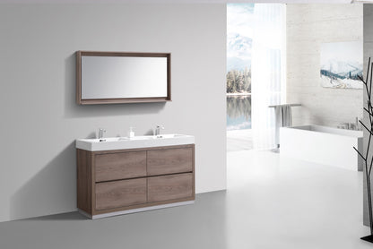 Bliss 60" Double Sink Modern Floor Mount Bathroom Vanity – Butternut