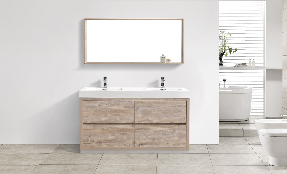 Bliss 60" Nature Wood Floor Mount Modern Bathroom Vanity