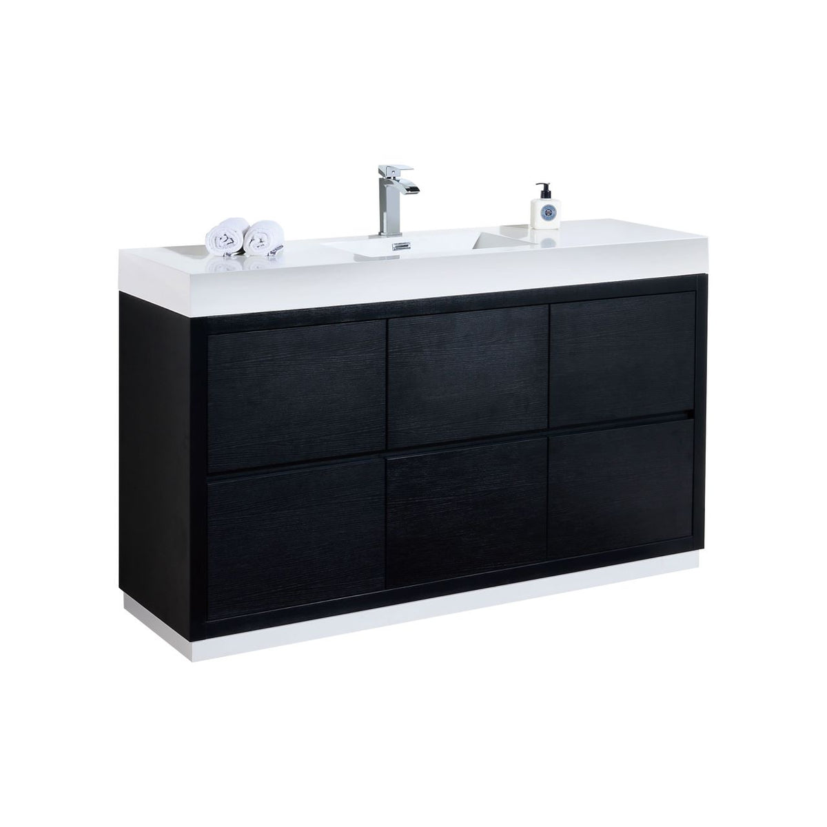 Bliss 60" Single Sink Floor Mount Modern Bathroom Vanity - Wood Black