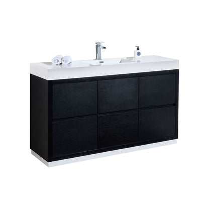Bliss 60" Single Sink Floor Mount Modern Bathroom Vanity - Wood Black