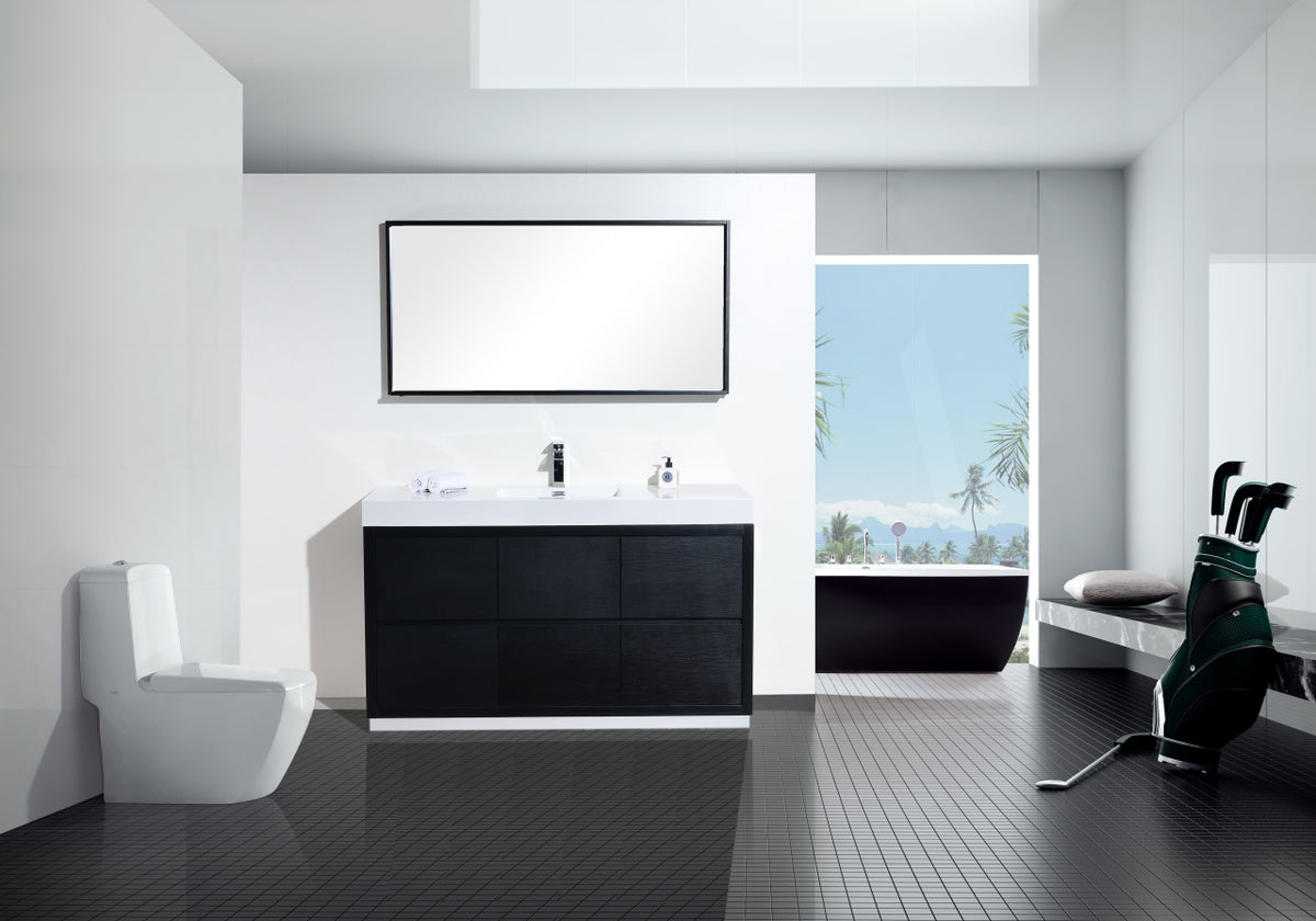 Bliss 60" Single Sink Floor Mount Modern Bathroom Vanity - Wood Black