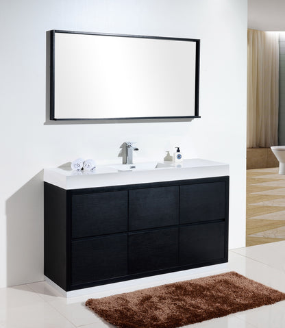 Bliss 60" Single Sink Floor Mount Modern Bathroom Vanity - Wood Black
