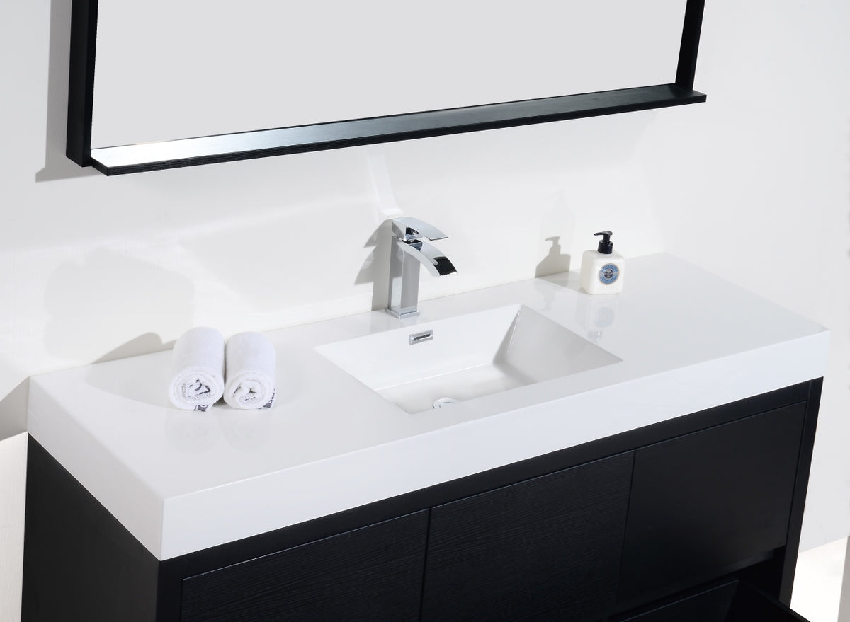 Bliss 60" Single Sink Floor Mount Modern Bathroom Vanity - Wood Black