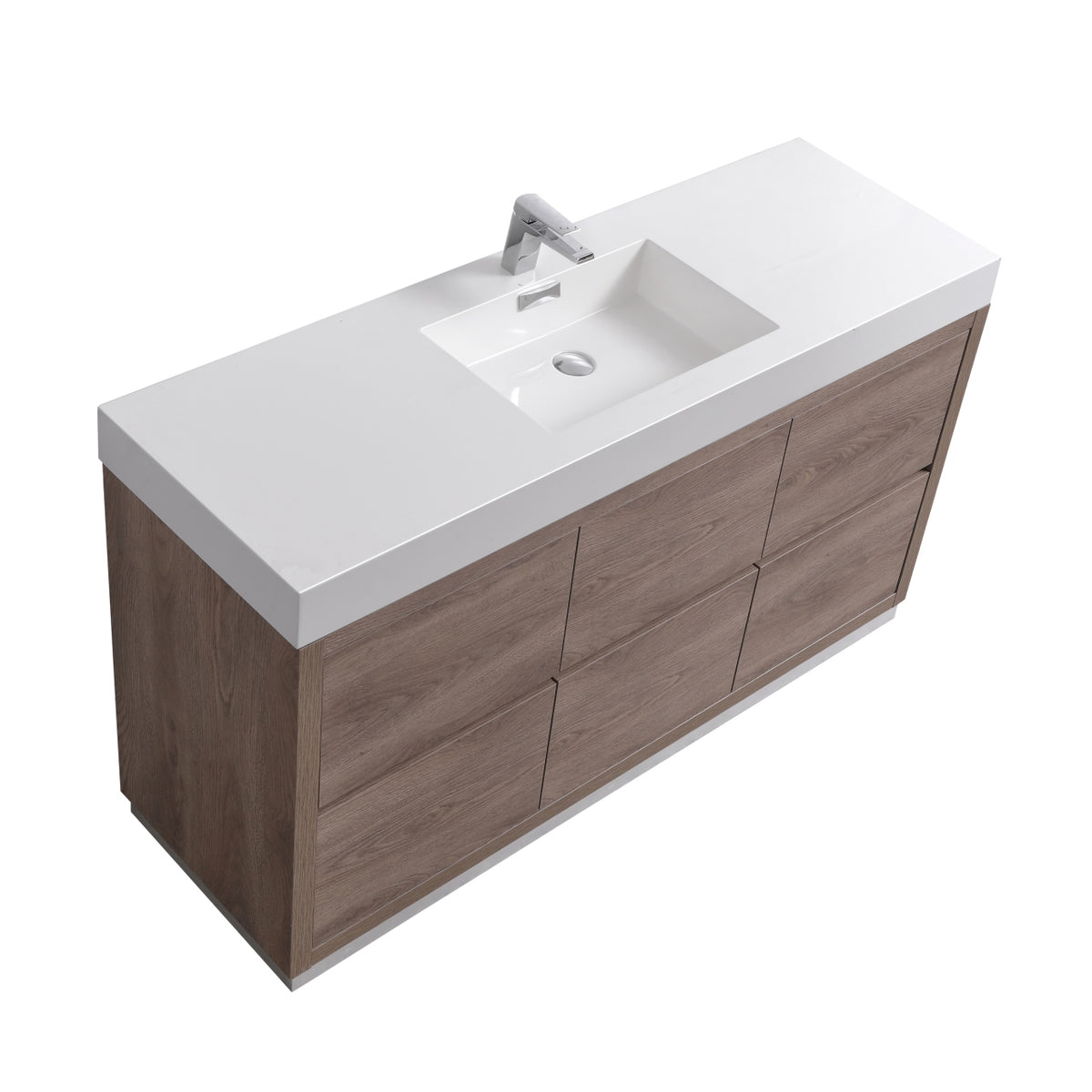 Bliss 60" Modern Single Sink Floor Mount Bathroom Vanity – Butternut