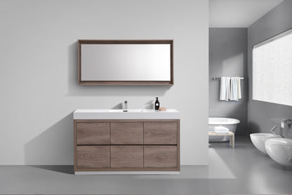 Bliss 60" Modern Single Sink Floor Mount Bathroom Vanity – Butternut