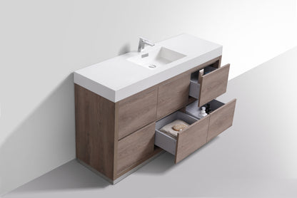 Bliss 60" Modern Single Sink Floor Mount Bathroom Vanity – Butternut