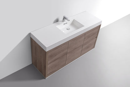 Bliss 60" Modern Single Sink Floor Mount Bathroom Vanity – Butternut
