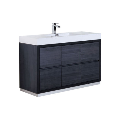 Bliss 60" Single Sink Floor Mount Modern Bathroom Vanity - Grey Oak