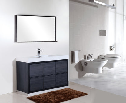 Bliss 60" Single Sink Floor Mount Modern Bathroom Vanity - Grey Oak