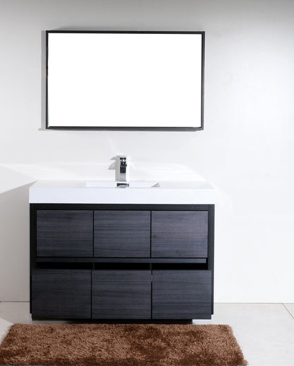 Bliss 60" Single Sink Floor Mount Modern Bathroom Vanity - Grey Oak
