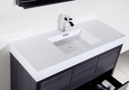 Bliss 60" Single Sink Floor Mount Modern Bathroom Vanity - Grey Oak