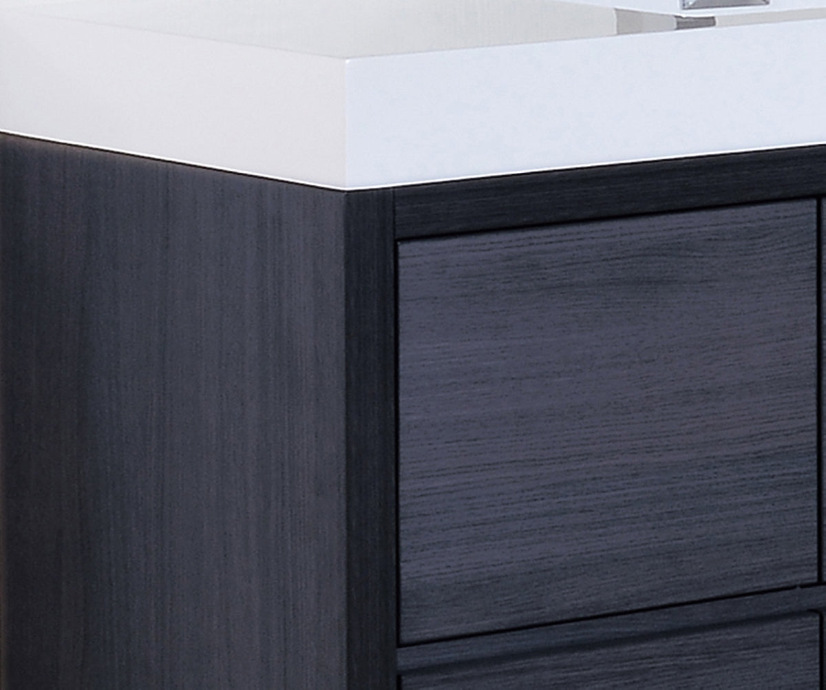 Bliss 60" Single Sink Floor Mount Modern Bathroom Vanity - Grey Oak