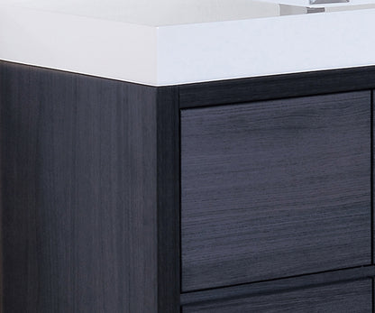 Bliss 60" Single Sink Floor Mount Modern Bathroom Vanity - Grey Oak