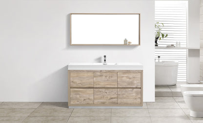 Bliss 60" Modern Single Sink Floor Mount Bathroom Vanity – Nature Wood