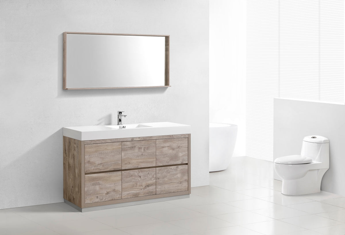 Bliss 60" Modern Single Sink Floor Mount Bathroom Vanity – Nature Wood