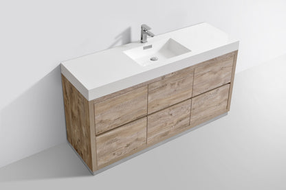 Bliss 60" Modern Single Sink Floor Mount Bathroom Vanity – Nature Wood