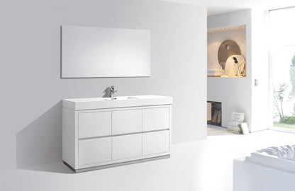 Bliss 60" Single Sink Floor Mount Modern Bathroom Vanity – High Gloss White